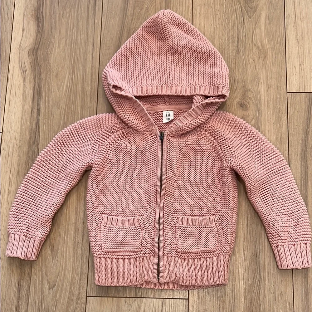 Gap Pink Cotton Knit Hoodie Sweatshirt